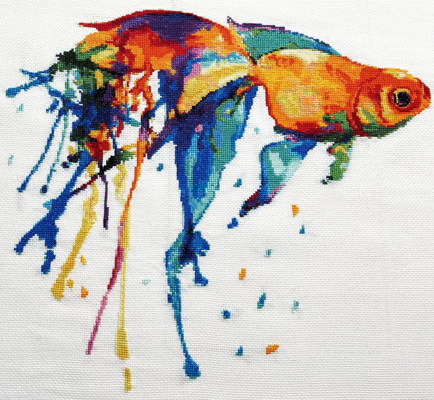 Watercolour goldfish (v2) modern cross stitch kit