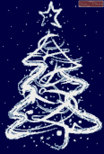 Abstract white Christmas tree counted cross stitch kit