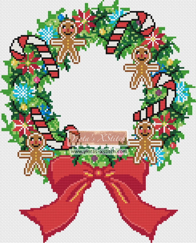 Christmas wreath cross stitch kit