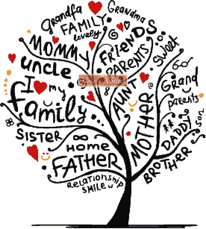 Family tree cross stitch kit