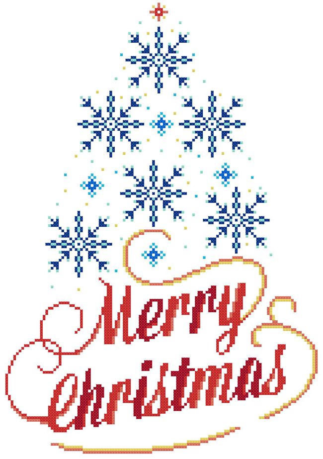Merry Christmas tree counted cross stitch kit