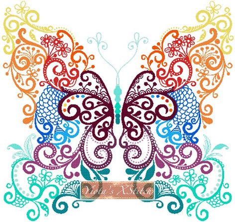 Tribal floral butterfly cross stitch kit