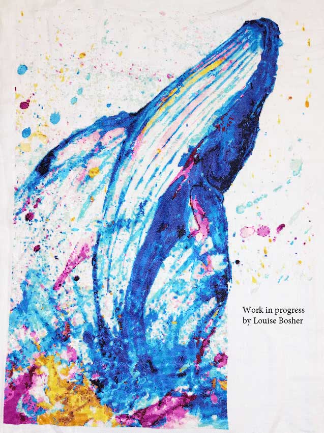 Abstract whale cross stitch kit