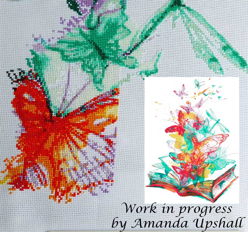 Abstract book with butterflies modern cross stitch kit