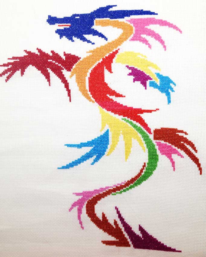 Abstract dragon beginner cross stitch kit