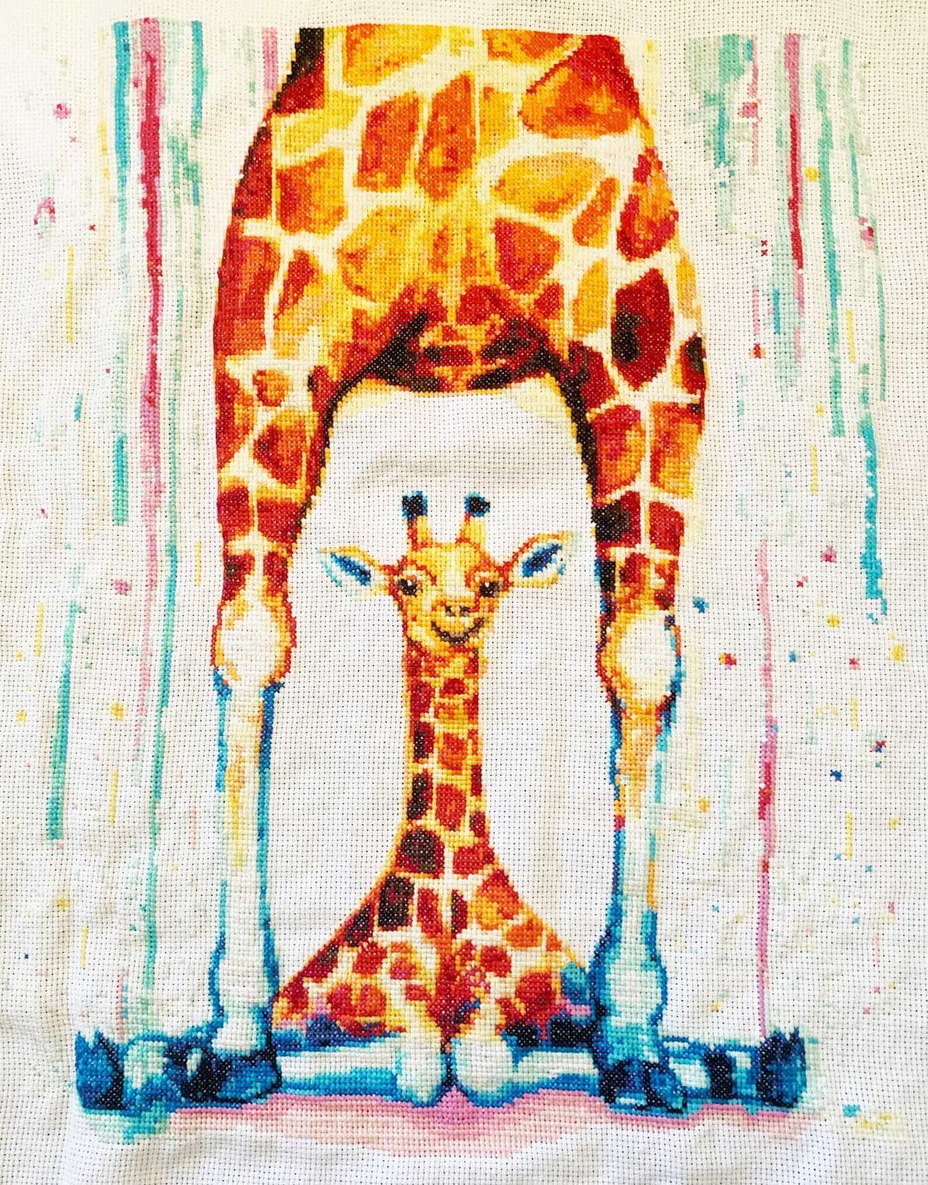 Gorgeous rain giraffe modern cross stitch kit