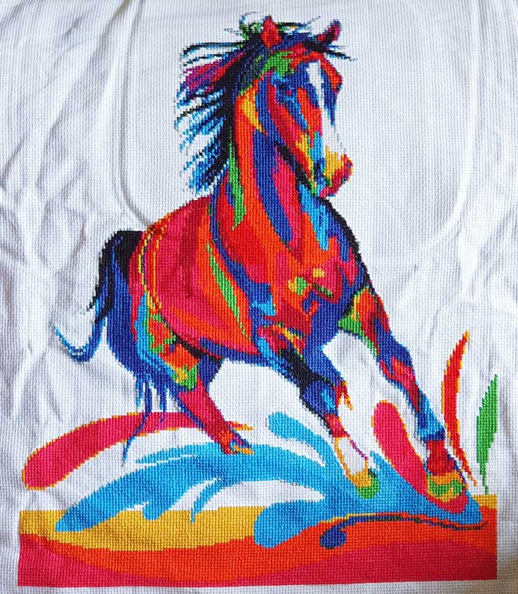 Rainbow horse (v3) modern cross stitch kit