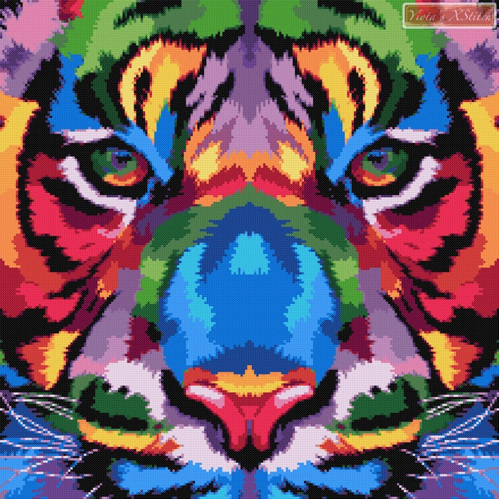 modern cross stitch kits tiger