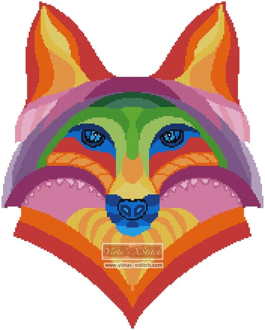 Rainbow fox modern cross stitch kit