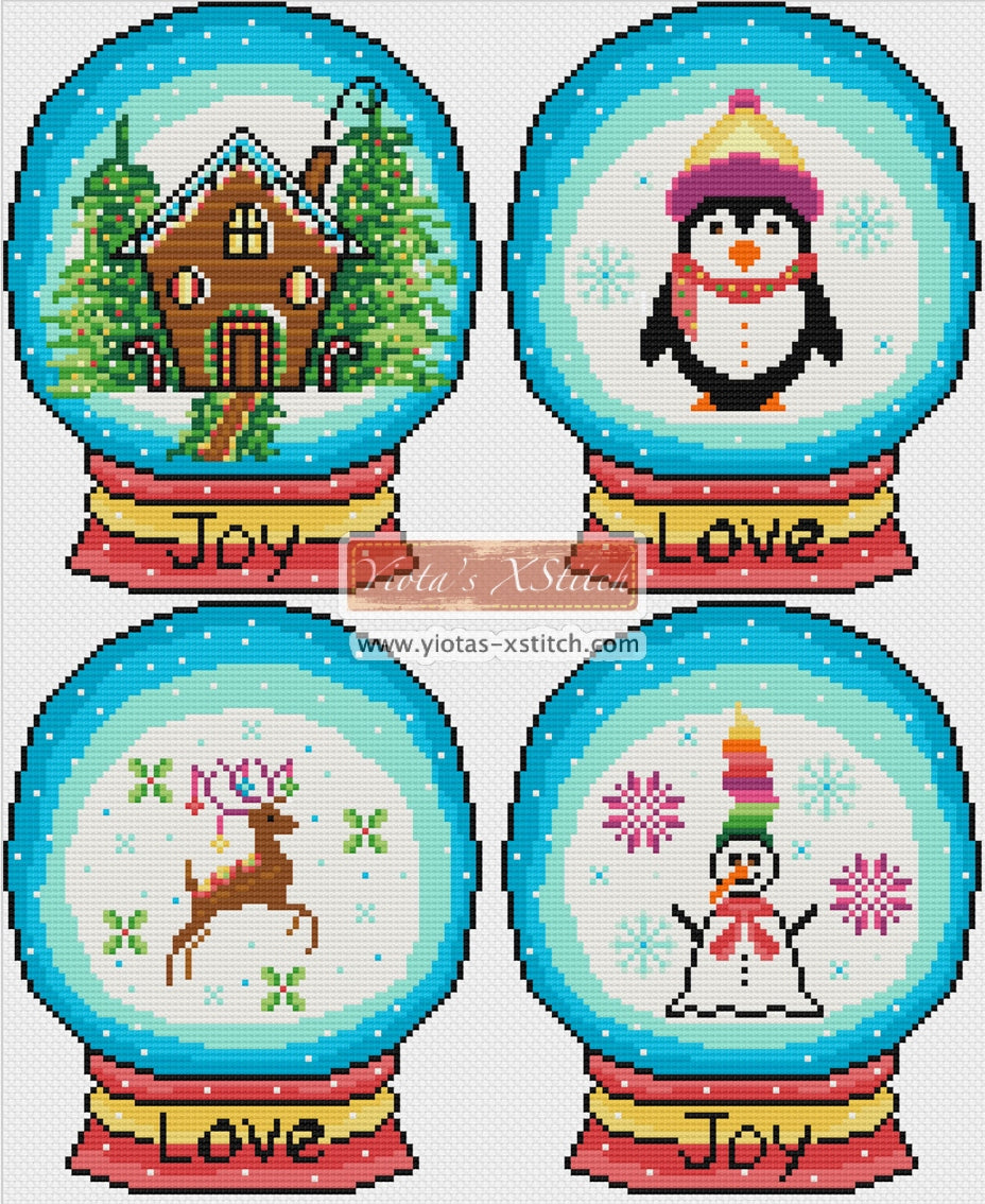 Snow globes cross stitch kit