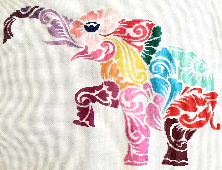 tribal elephant cross stitch kit